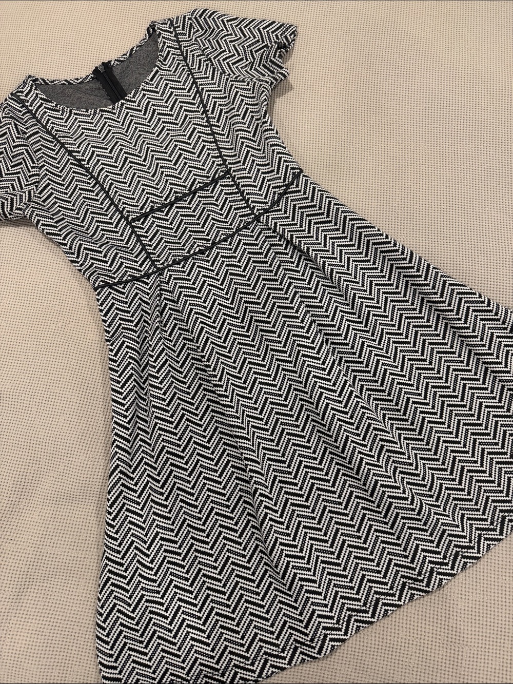 Black & White Chevron Fit-and-Flare Dress